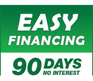 A green and white graphic promoting Easy Financing with the text 90 days no interest.